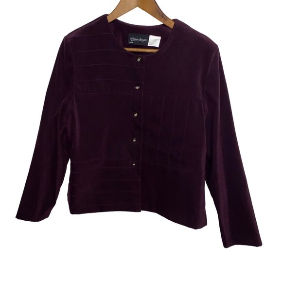 Melissa Harper Petite 12P Plum Velvety Button up blazer - Picture 1 of 4